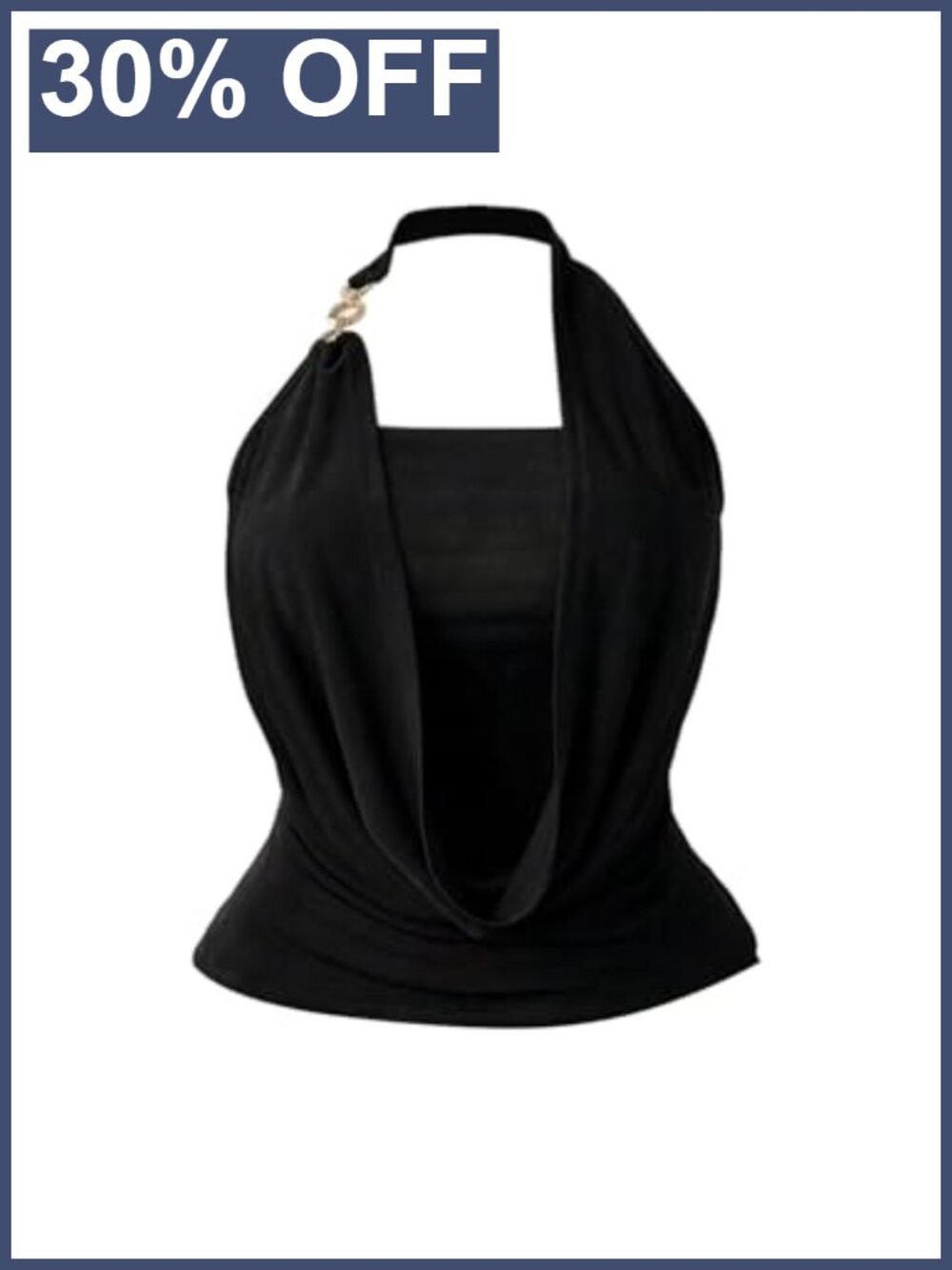 Plus Size Halter Top Draped Cowl Neck Sleeveless Open Back Ruched Tank